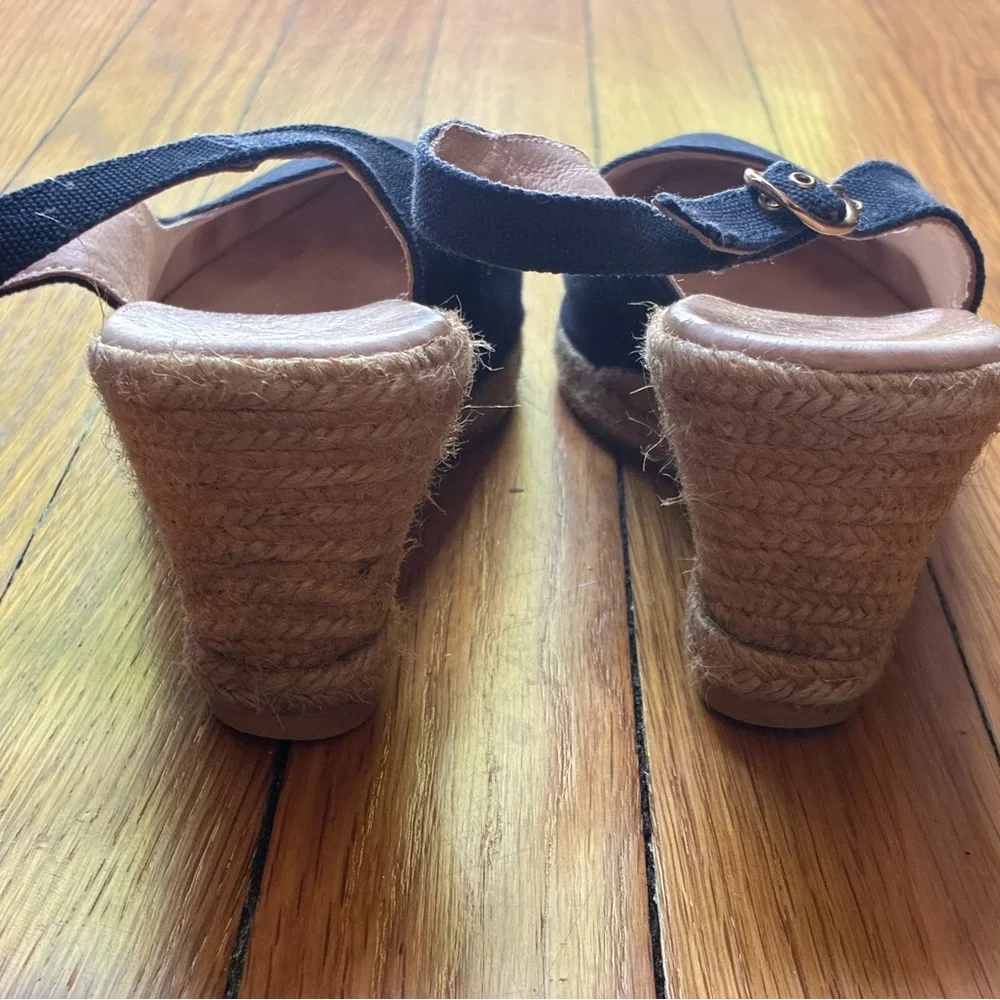 Viscata Palomera Canvas Espadrille Wedges in Navy, Size 8